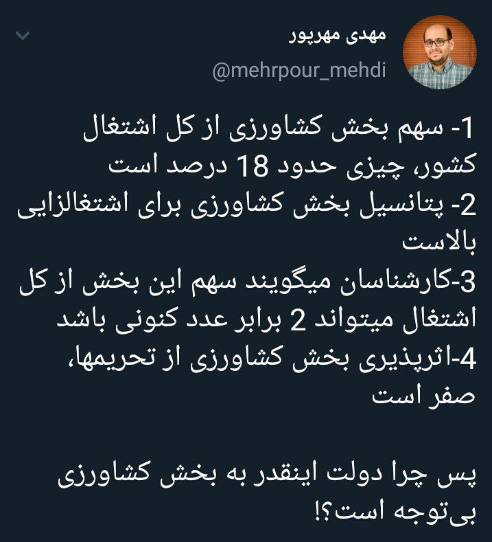 پس چرا دولت اینقدر به بخش کشاورزی بیتوجه است؟!